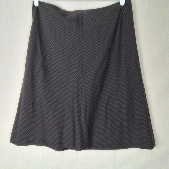 Ann Taylor Virgin Wool Lined Career Skirt Size 12 in Brown w/ Pinstripes - Picture 1 of 12